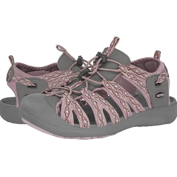Hiking Sandals, Closed Toe Waterproof Lightweight Adjustable, Grey Pink, Size 7 - Picture 1 of 6